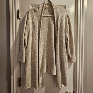 Eileen Fisher Linen Blend Cozy Cream Open-Front Sweater